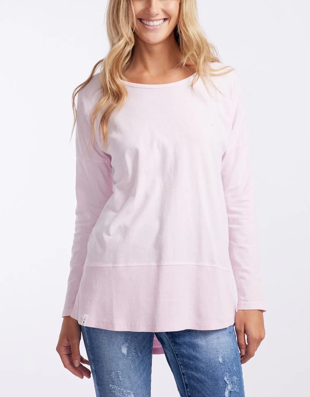 Fundamental Long Sleeve Rib Tee - Powder Pink sold by White & Co