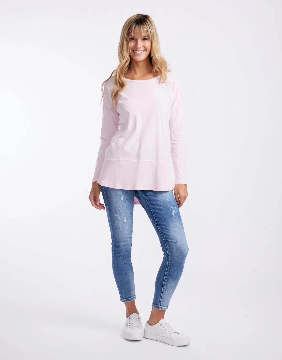 Fundamental Long Sleeve Rib Tee - Powder Pink sold by White & Co product image thumbnail 2