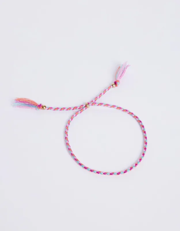 Thin Braided Bracelet - Pink sold by White & Co