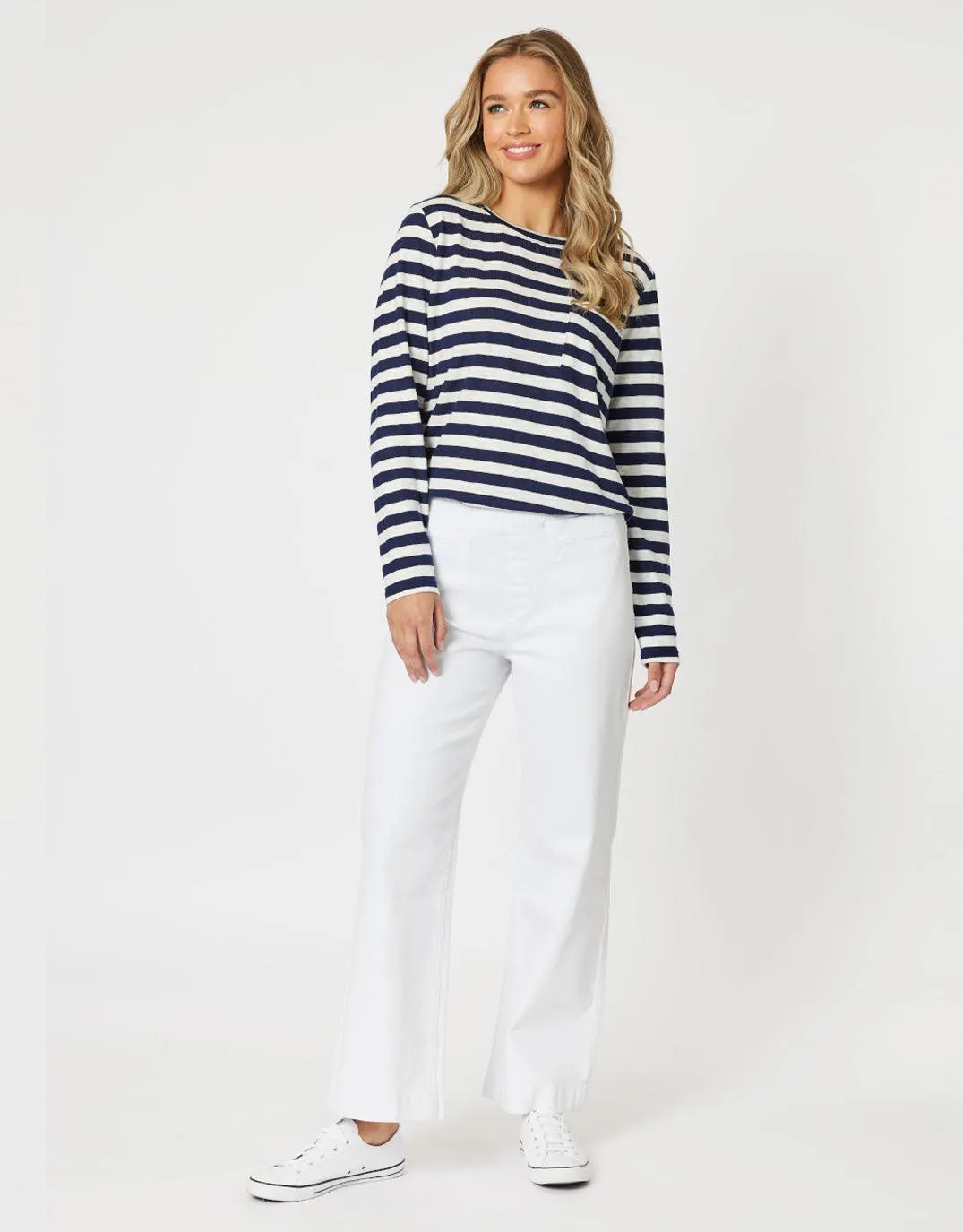 Stripe Long Sleeve T-Shirt - Navy/White sold by White & Co product image thumbnail 3