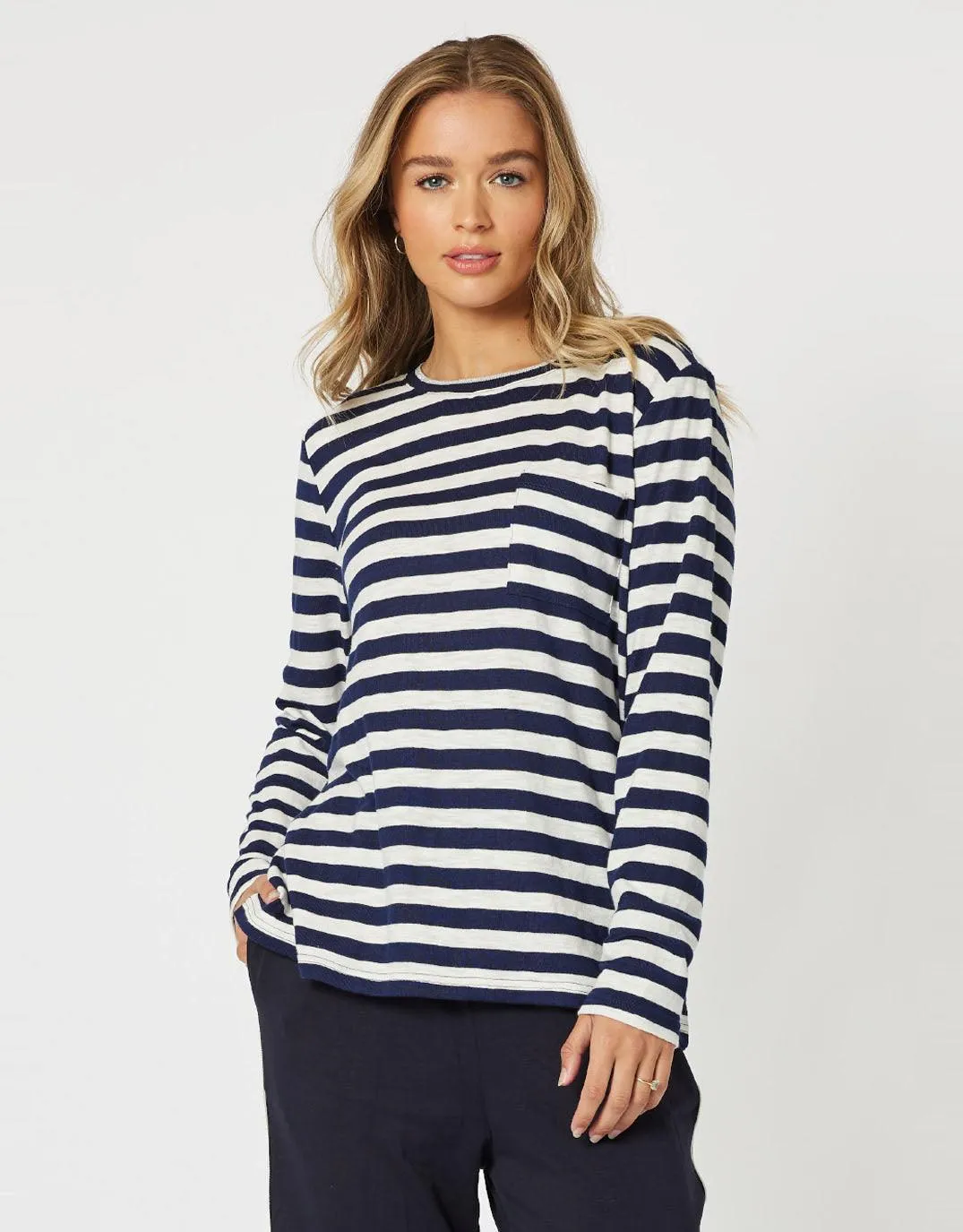 Stripe Long Sleeve T-Shirt - Navy/White sold by White & Co product image thumbnail 5