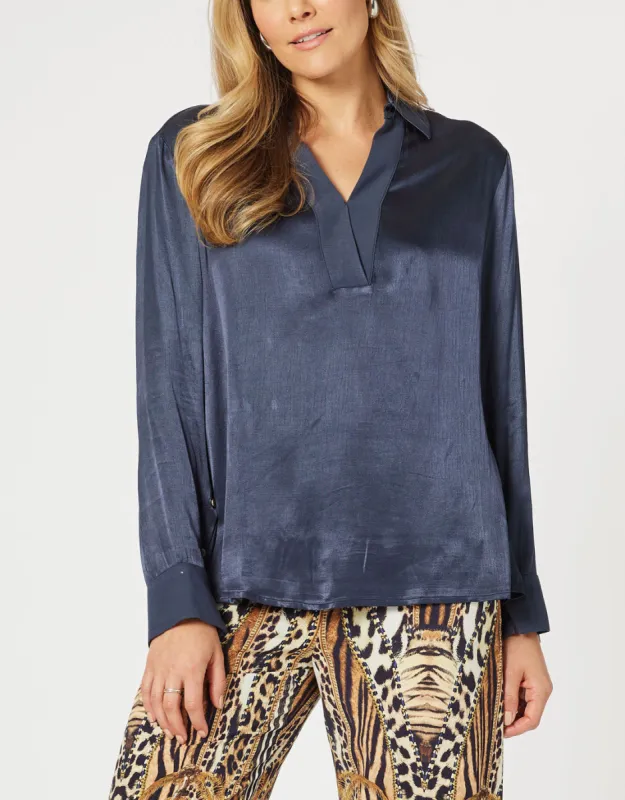 Tuxedo Top - Midnight sold by White & Co