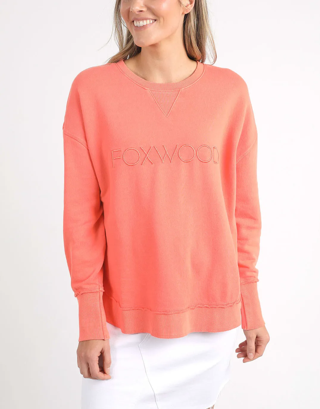 Simplified Crew - Neon Peach sold by White & Co