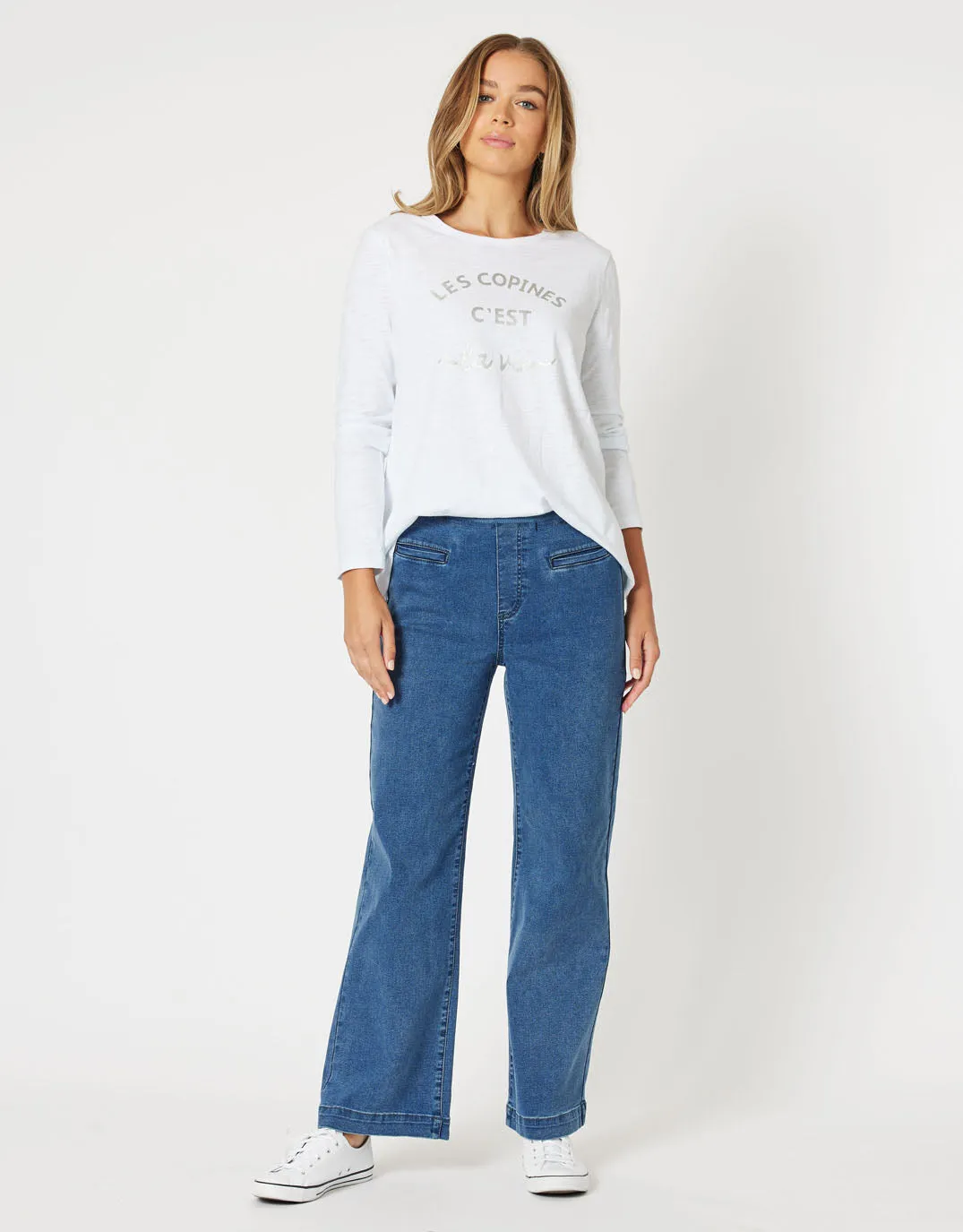 Maddy Pull On Wide Leg Jean - Denim sold by White & Co product image thumbnail 2