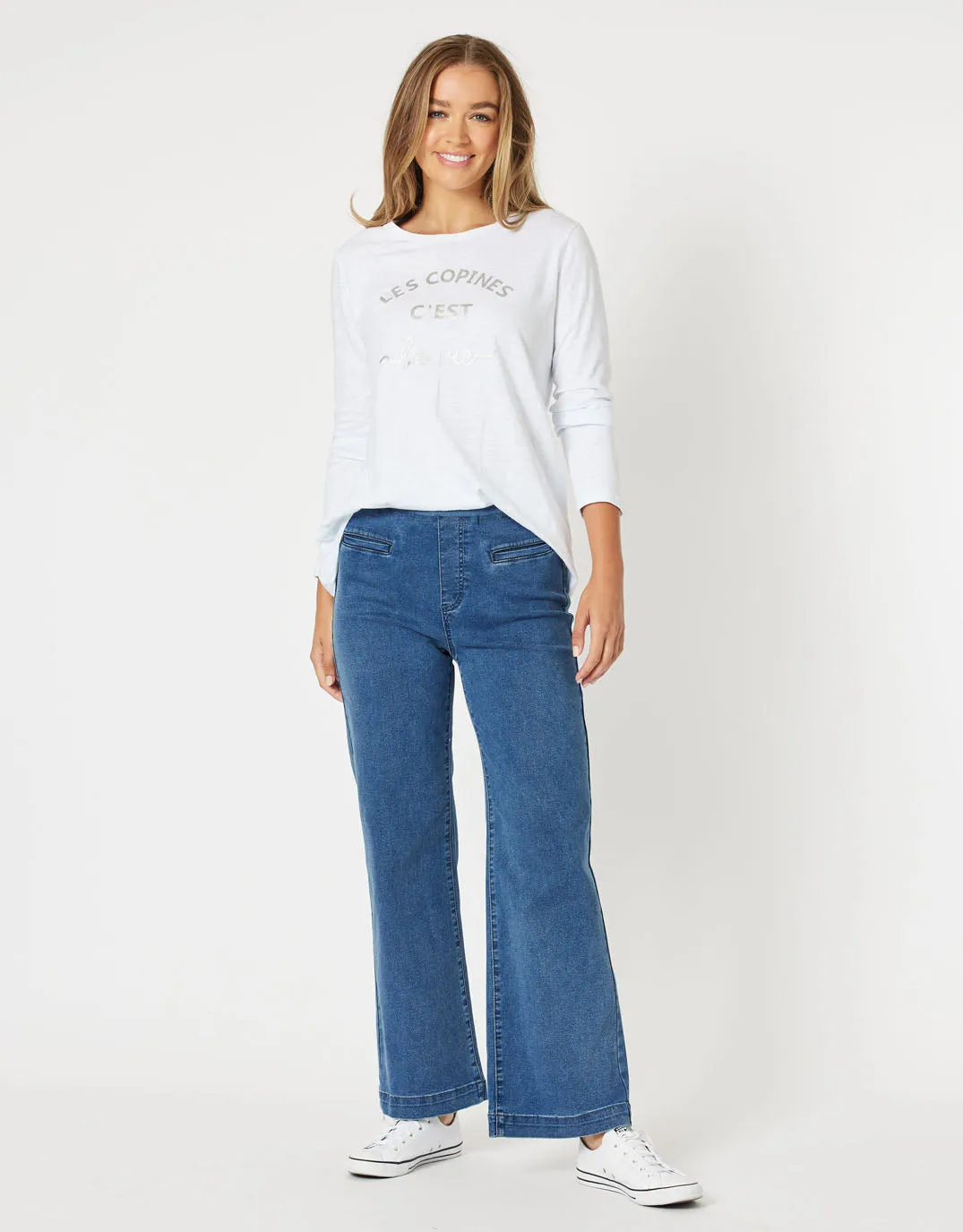 Maddy Pull On Wide Leg Jean - Denim sold by White & Co product image thumbnail 3