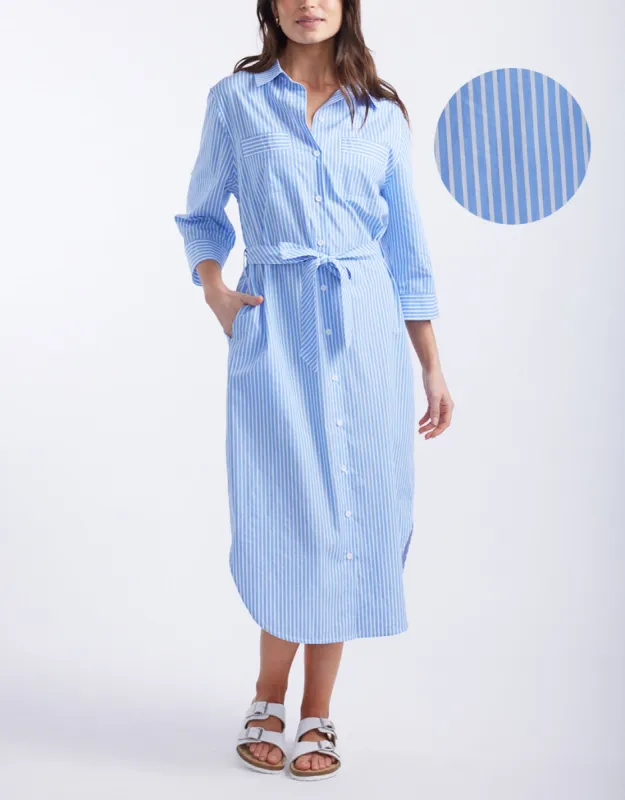 Hayley Shirt Dress - Blue/White Stripe sold by White & Co
