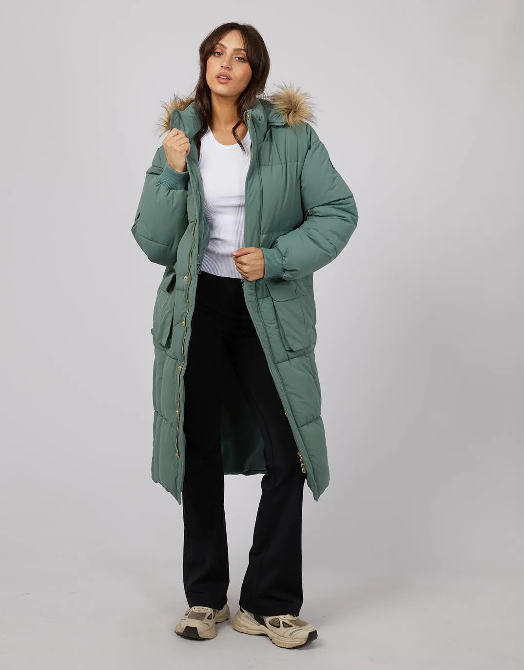Active Fur Longline Puffer - Green sold by White & Co product image thumbnail 4