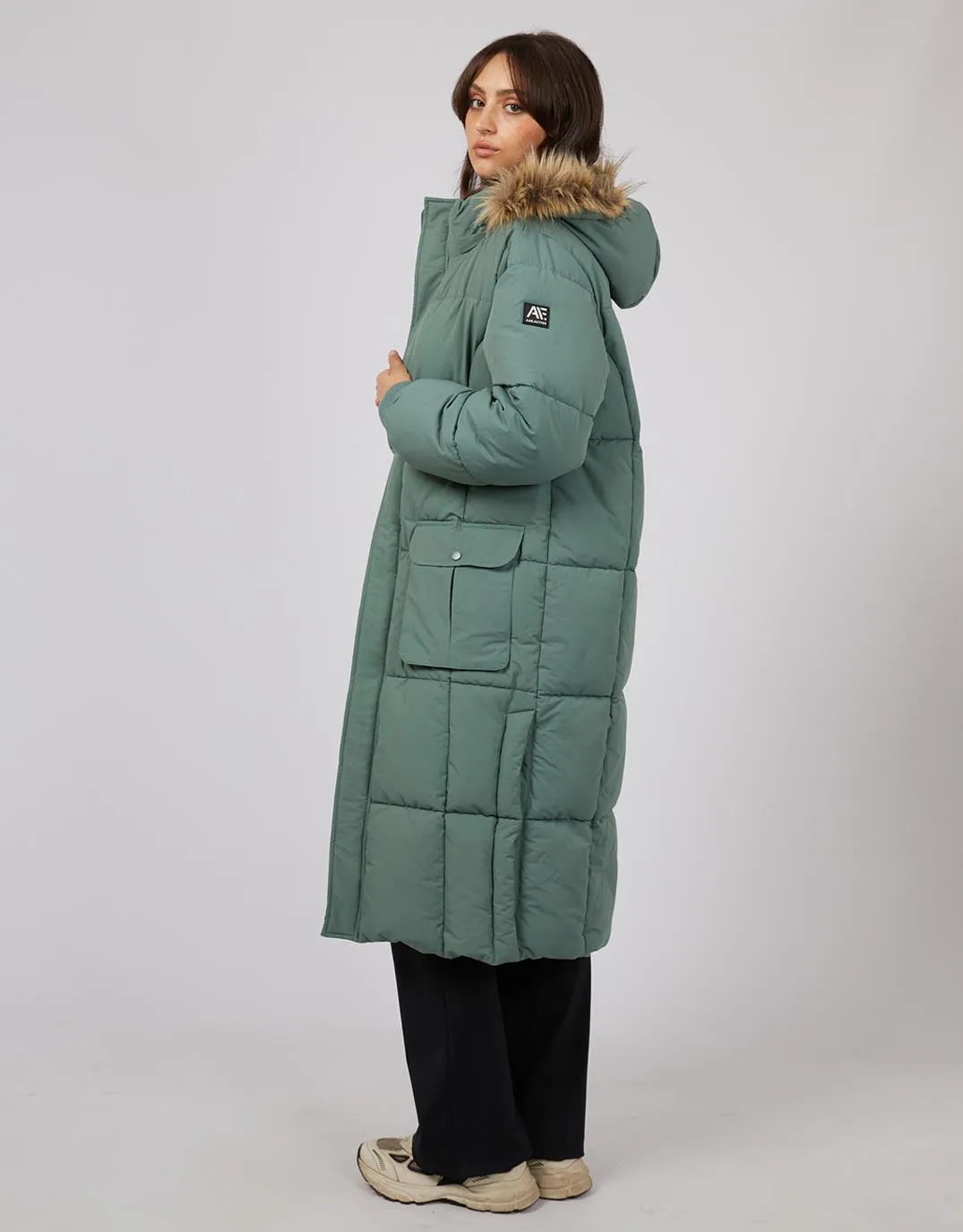 Active Fur Longline Puffer - Green sold by White & Co product image thumbnail 5