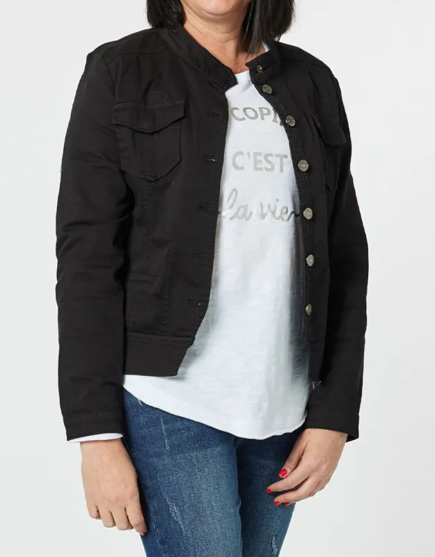 Maggie Denim Jacket - Black sold by White & Co