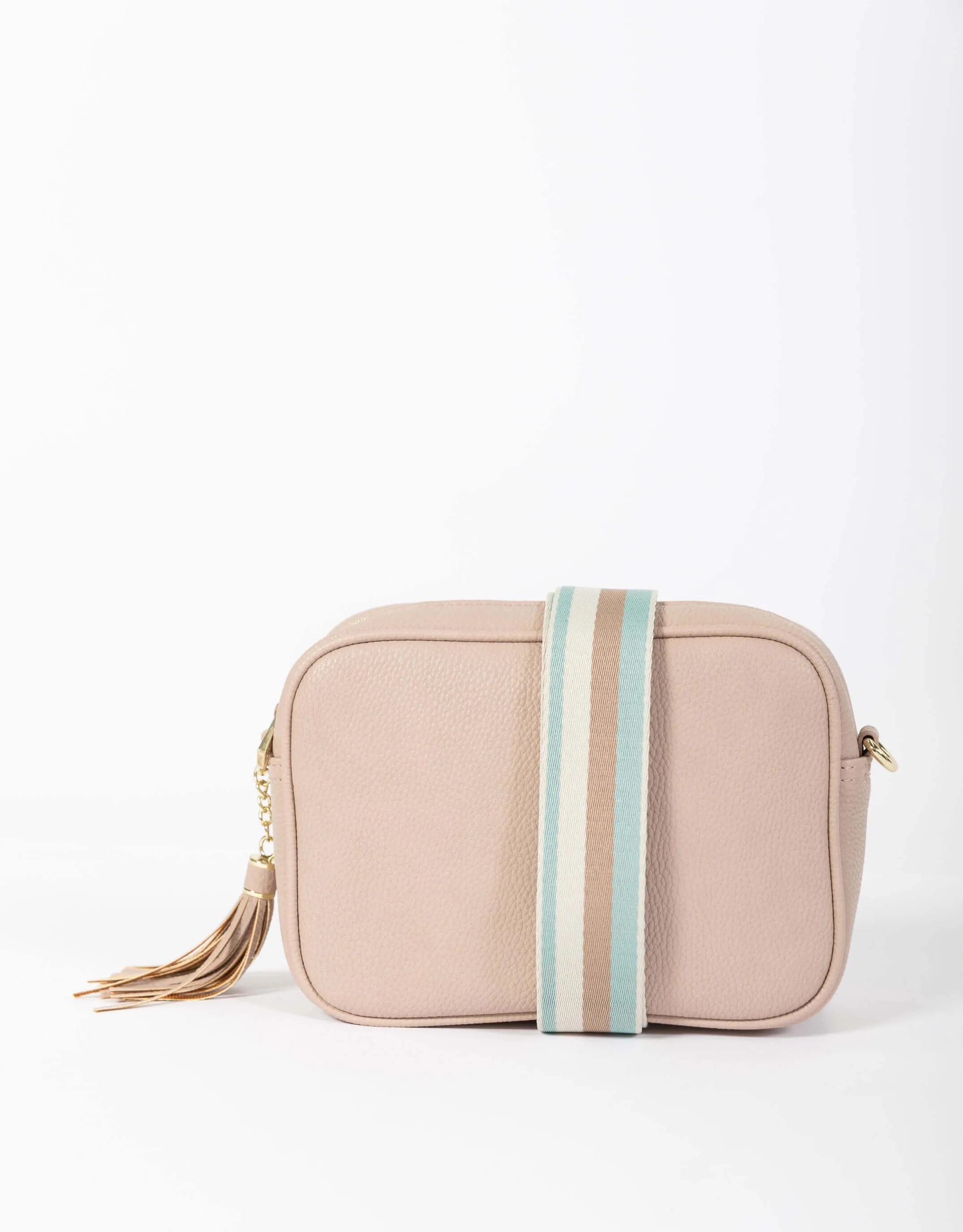 Zoe Crossbody Bag - Pink/Blue Tan Stripe sold by White & Co