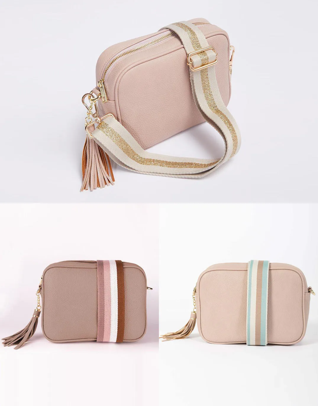 Zoe Crossbody Bag - Pink/Blue Tan Stripe sold by White & Co product image thumbnail 2