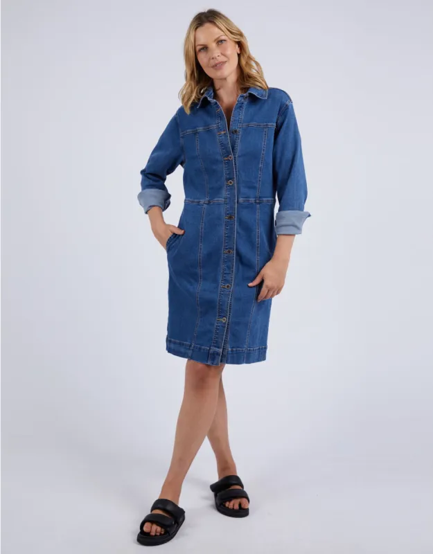 Gwen Long Sleeve Denim Dress - Mid Blue Wash sold by White & Co
