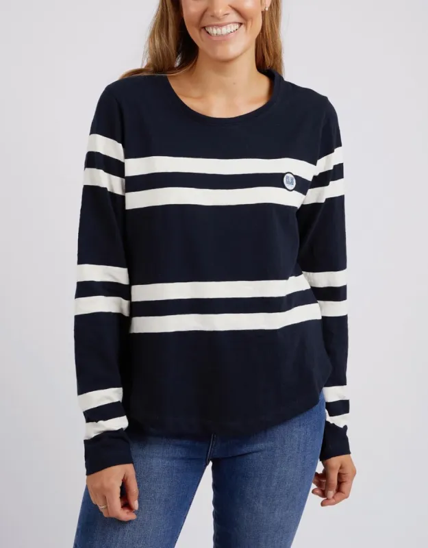 Allegra Long Sleeve Tee - Navy/Vintage White Stripe sold by White & Co