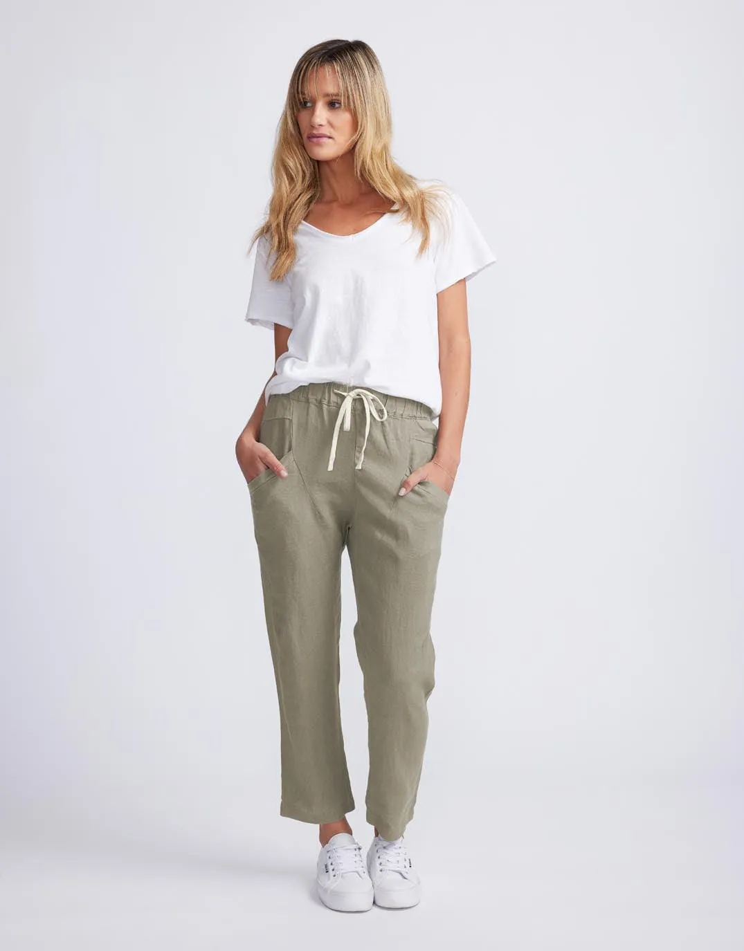 Luxe Linen Pants - Khaki sold by White & Co product image thumbnail 3