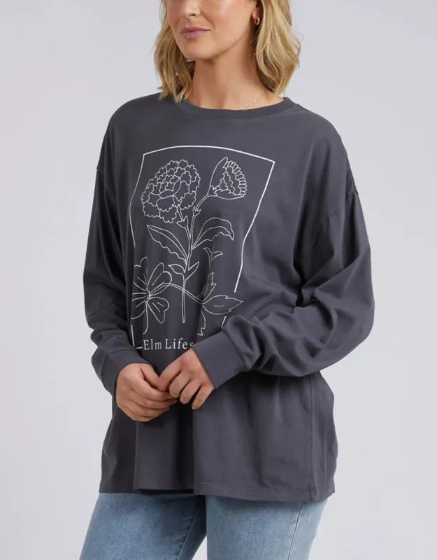 Framed Long Sleeve Tee - Washed Black sold by White & Co