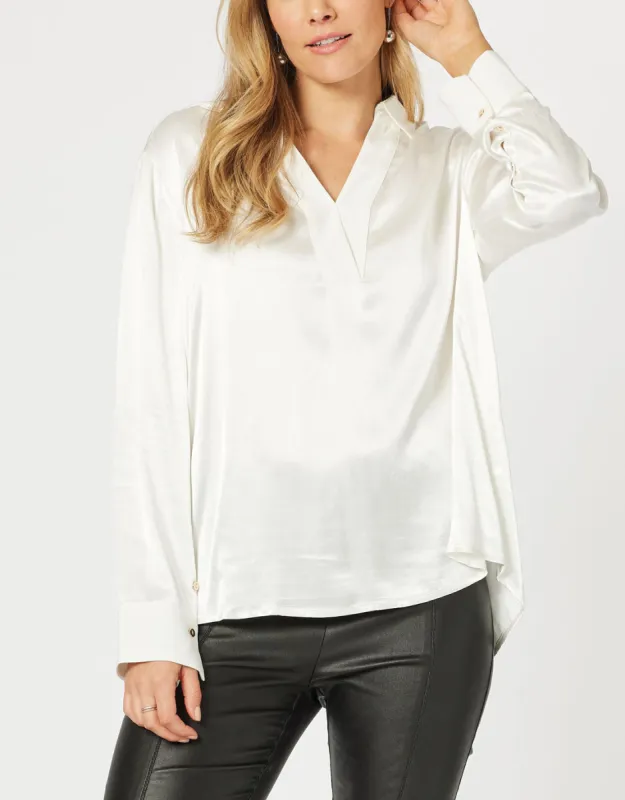 Tuxedo Top - Ivory sold by White & Co