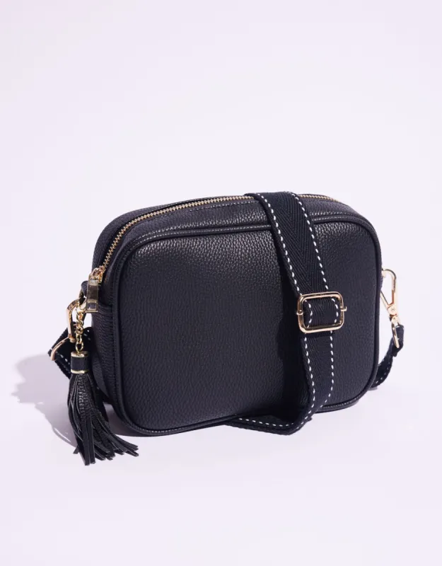 Zoe Crossbody Bag - Black on Black sold by White & Co