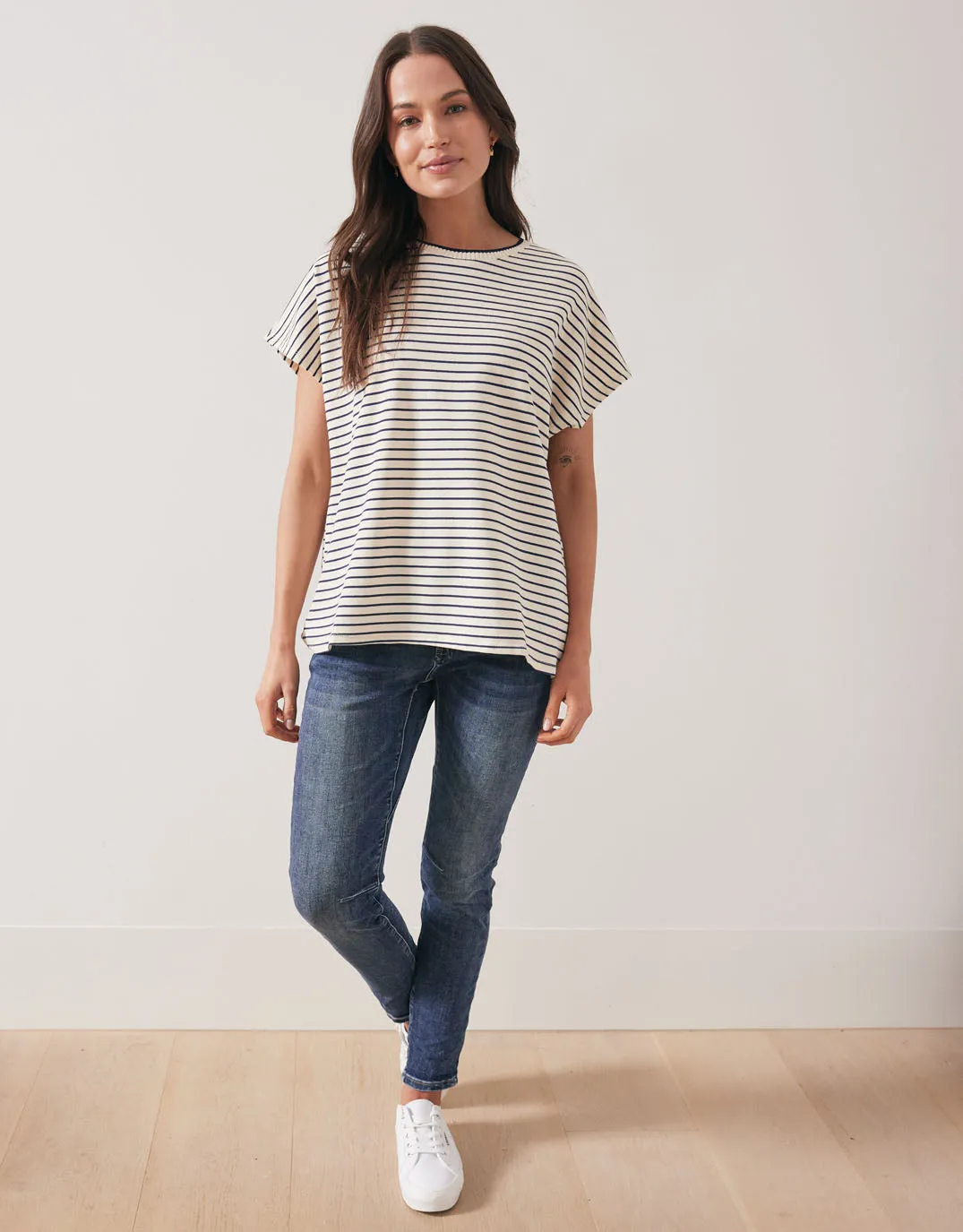 Striped Crew Neck Top - Cream/Navy sold by White & Co product image thumbnail 2