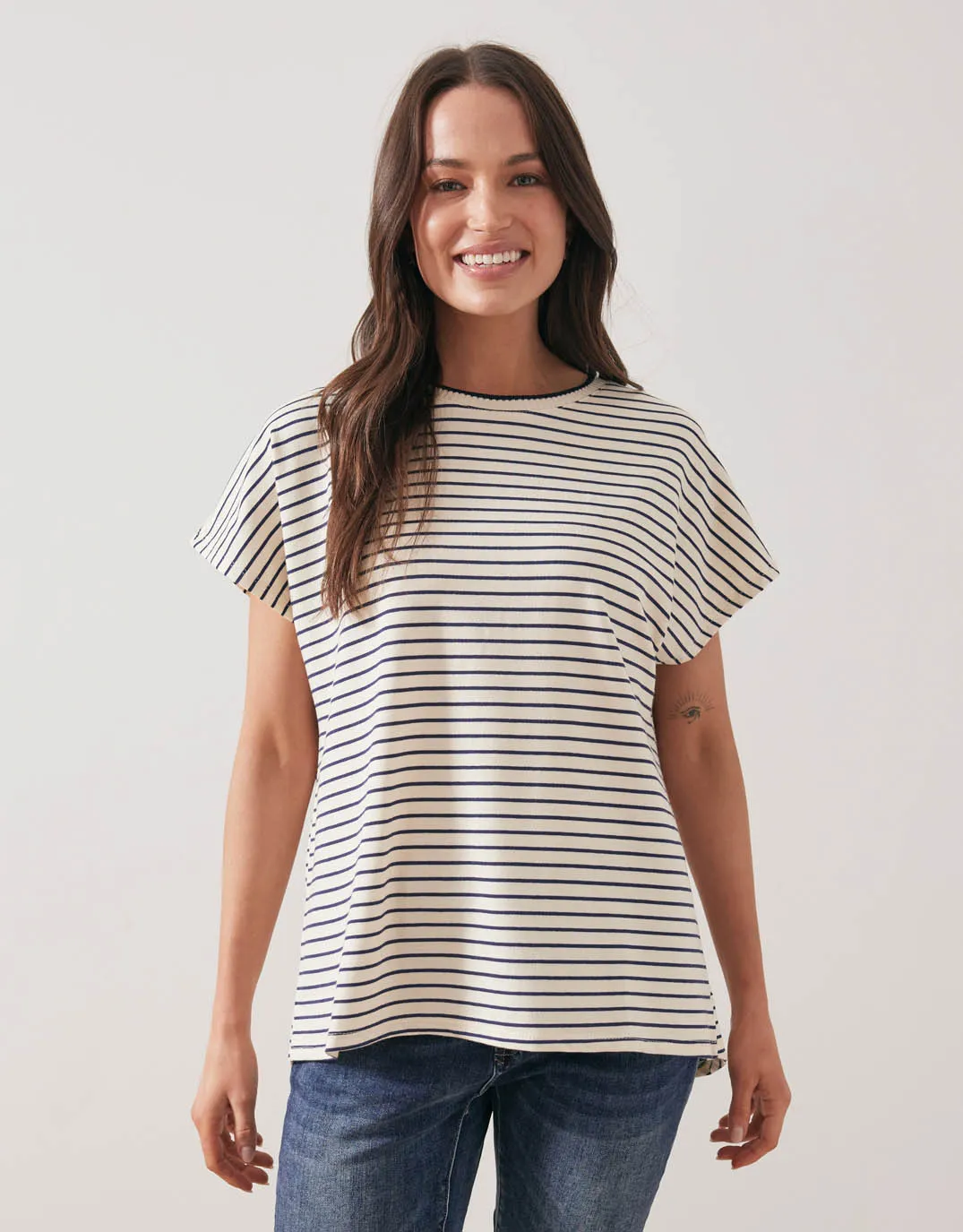 Striped Crew Neck Top - Cream/Navy sold by White & Co product image thumbnail 3