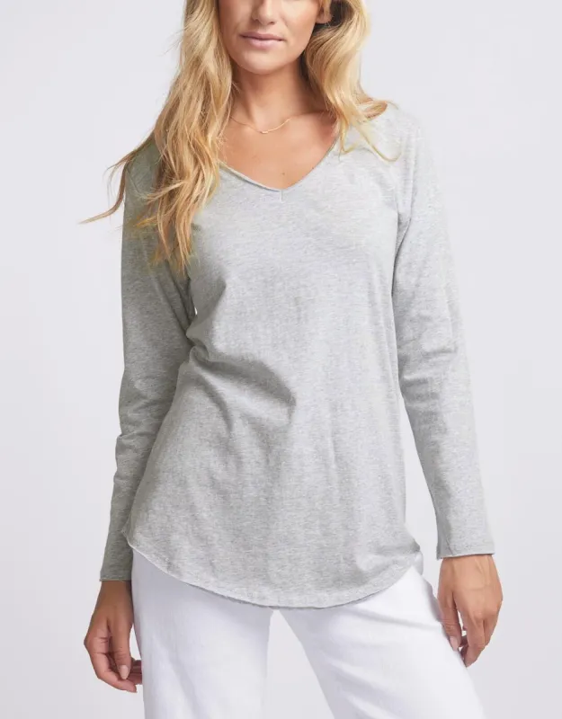Original V-Neck Long Sleeve T-Shirt - Snow Grey sold by White & Co