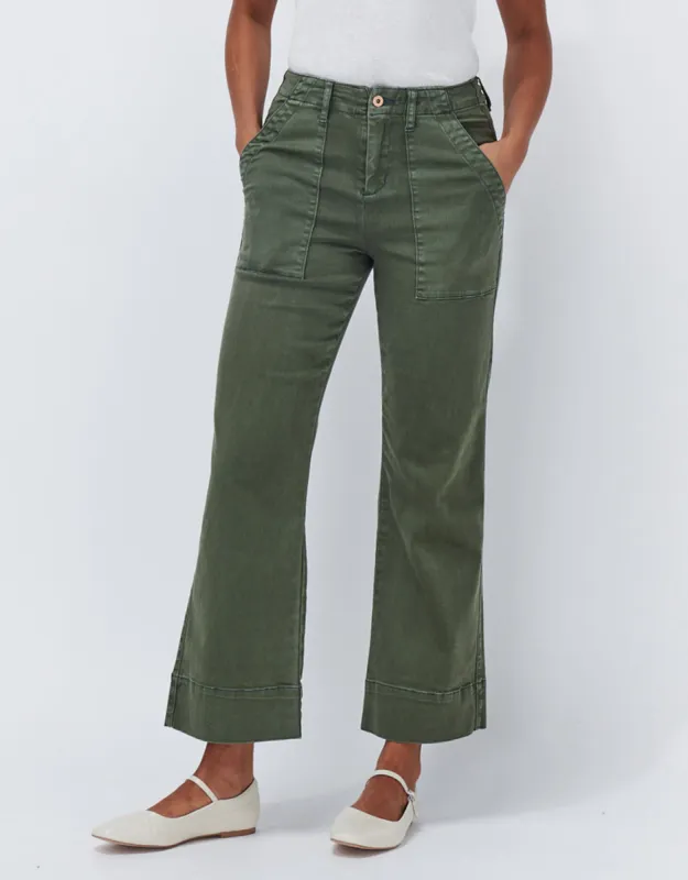Celeste Wide Leg Jeans - Khaki sold by White & Co