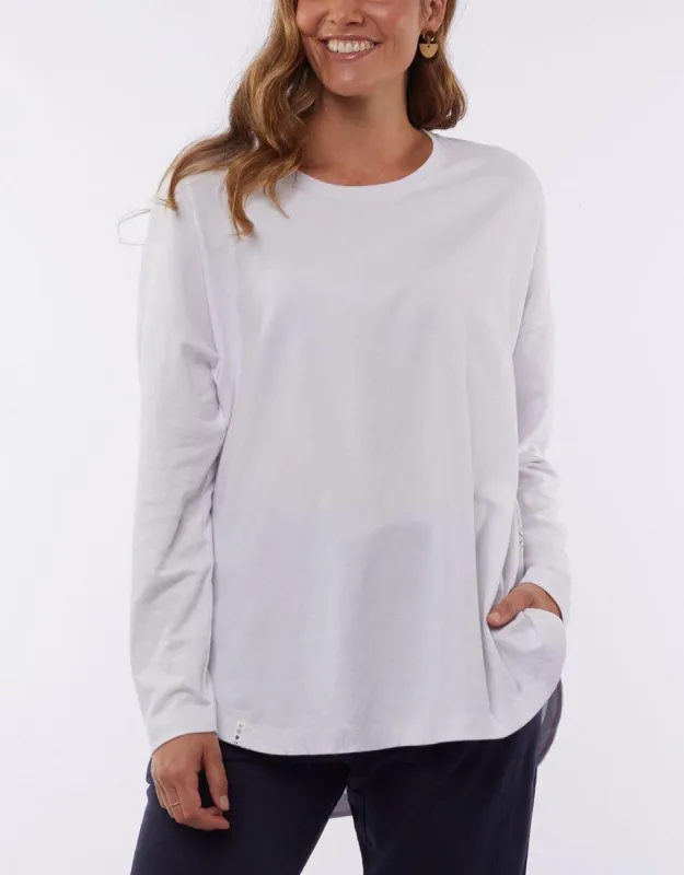 Society Long Sleeve Tee - White sold by White & Co