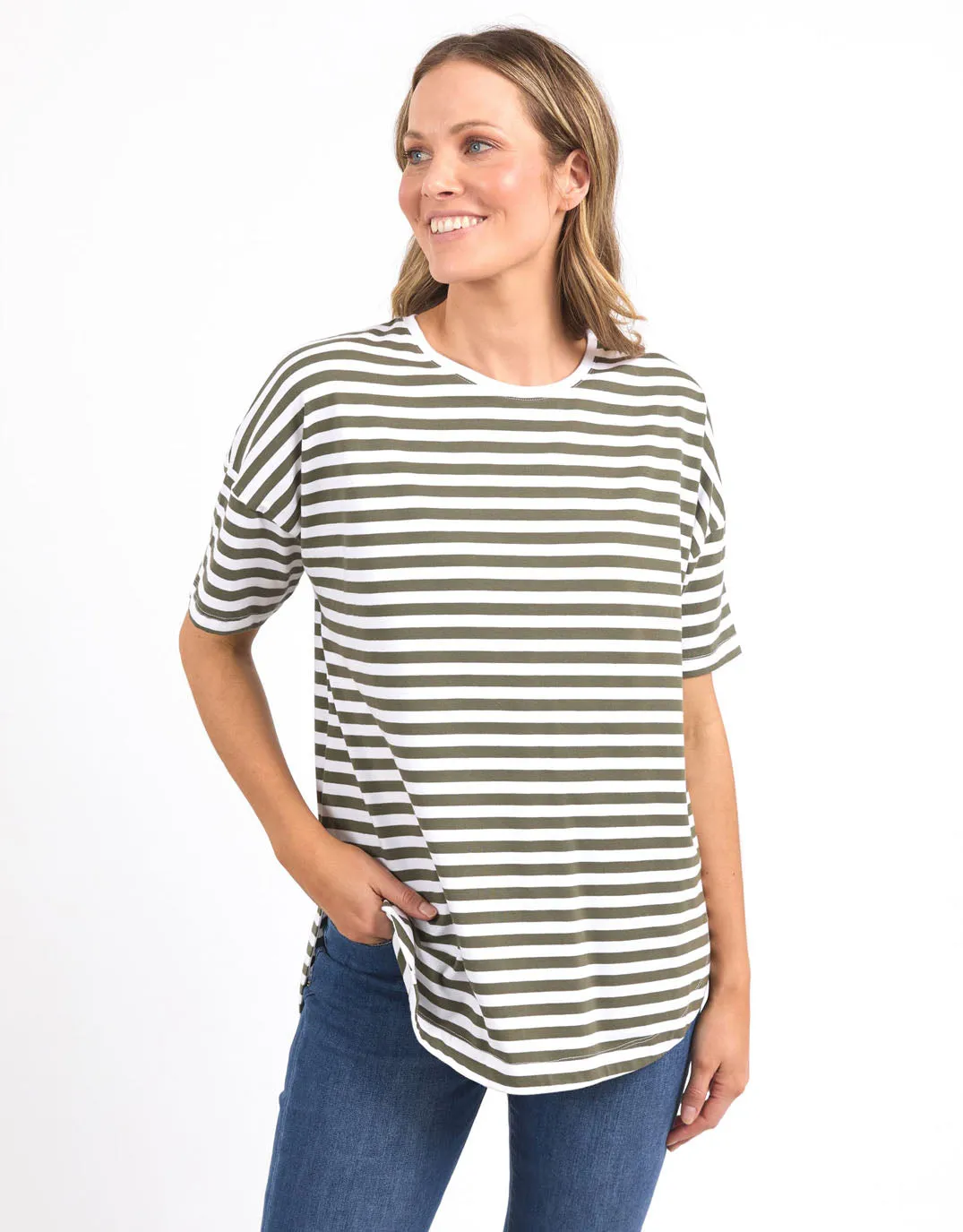 Lauren Short Sleeve Tee - Stripe - Clover & White Stripe sold by White & Co product image thumbnail 4