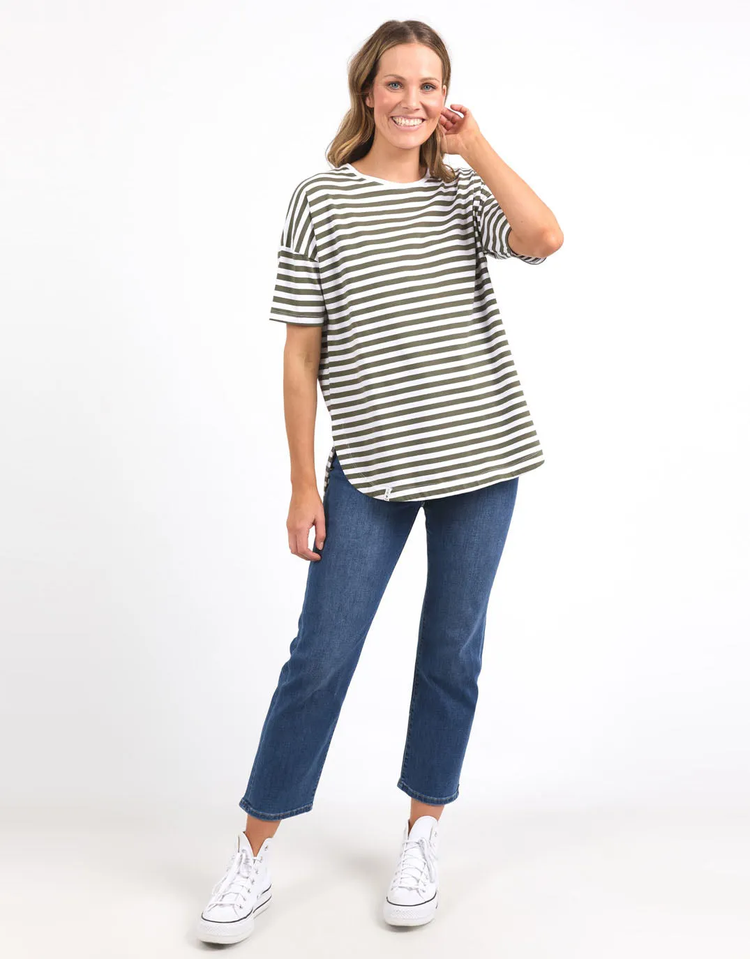 Lauren Short Sleeve Tee - Stripe - Clover & White Stripe sold by White & Co product image thumbnail 2