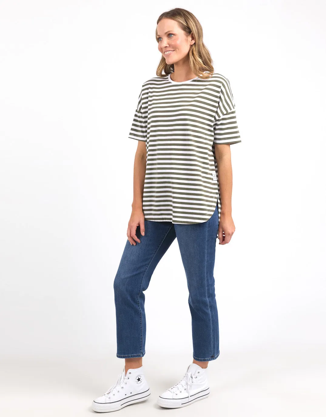 Lauren Short Sleeve Tee - Stripe - Clover & White Stripe sold by White & Co product image thumbnail 3
