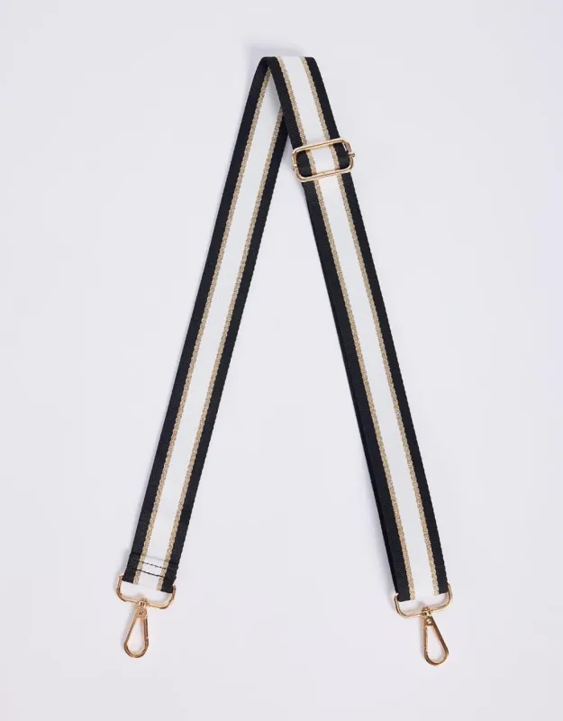 Bag Strap Stripe - Black/White Lurex sold by White & Co