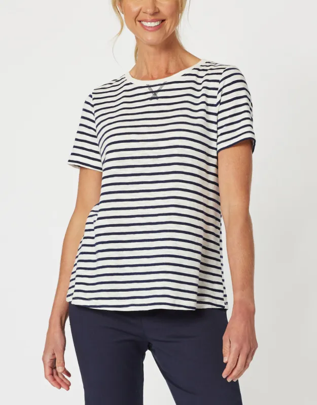 Classic Stripe Tee - Navy sold by White & Co