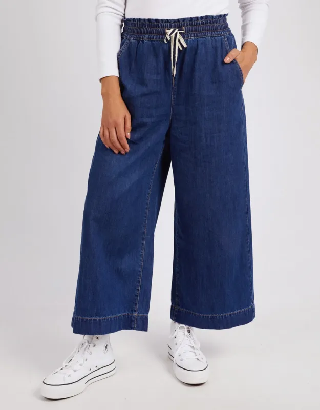 Greta Wide Leg Pant - Dark Blue Wash sold by White & Co