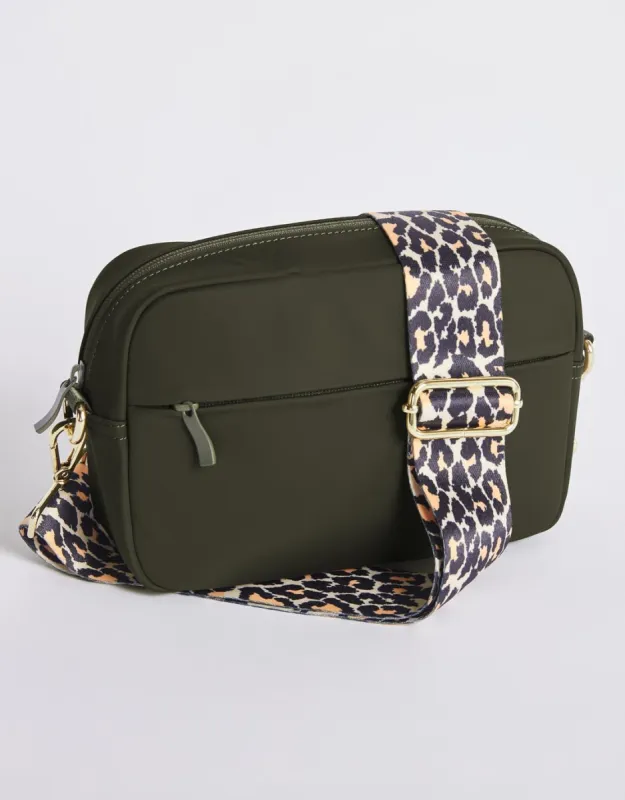 Off-Duty Crossbody Bag - Khaki/Tan Leopard sold by White & Co