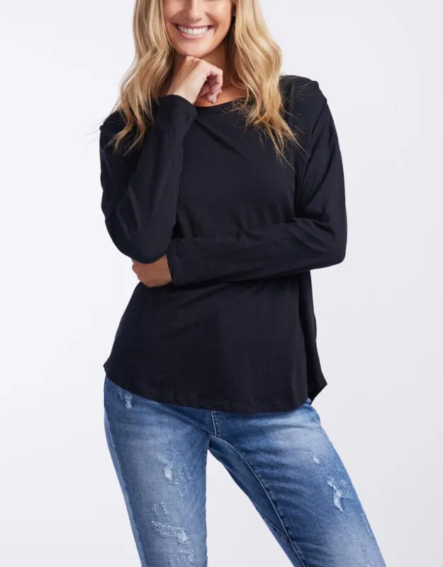 Stella Relaxed Long Sleeve Tee - Black sold by White & Co