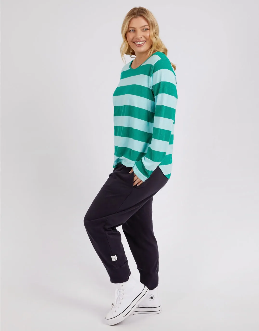 Spritz Stripe Long Sleeve Tee - Goodness Green Stripe sold by White & Co product image thumbnail 4