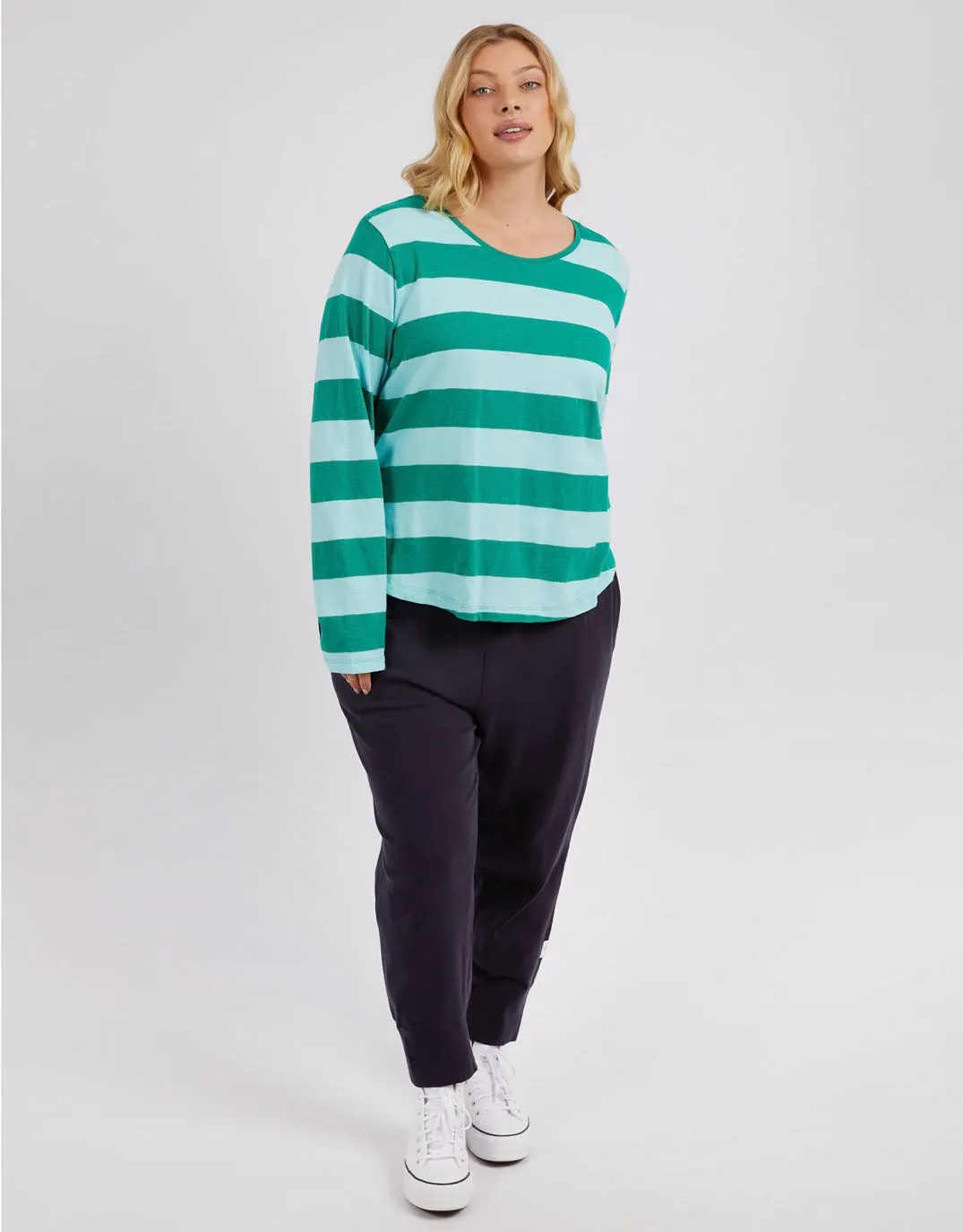 Spritz Stripe Long Sleeve Tee - Goodness Green Stripe sold by White & Co product image thumbnail 2