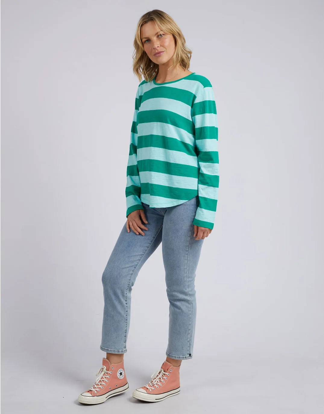 Spritz Stripe Long Sleeve Tee - Goodness Green Stripe sold by White & Co product image thumbnail 5