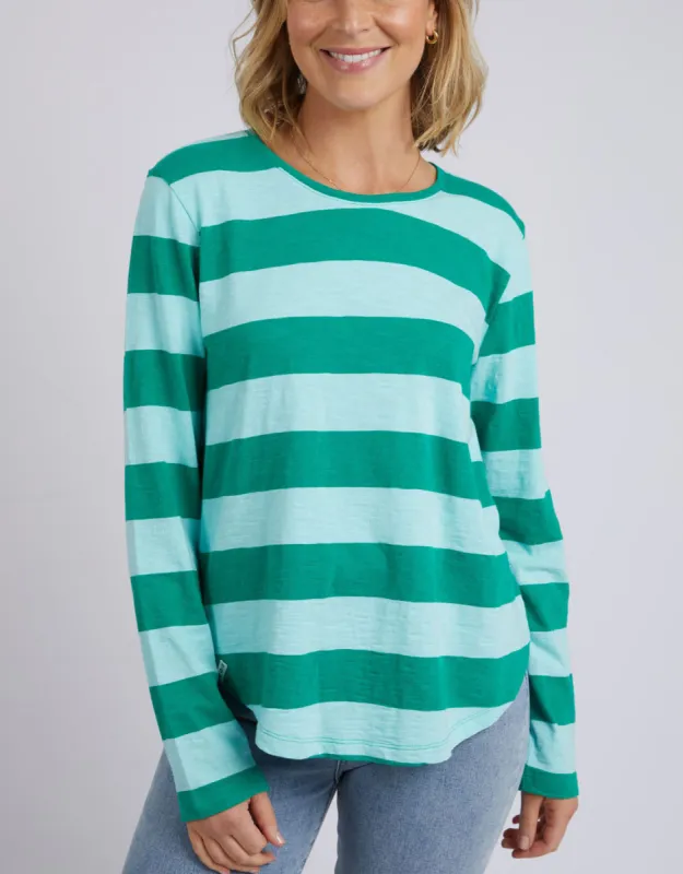 Spritz Stripe Long Sleeve Tee - Goodness Green Stripe sold by White & Co