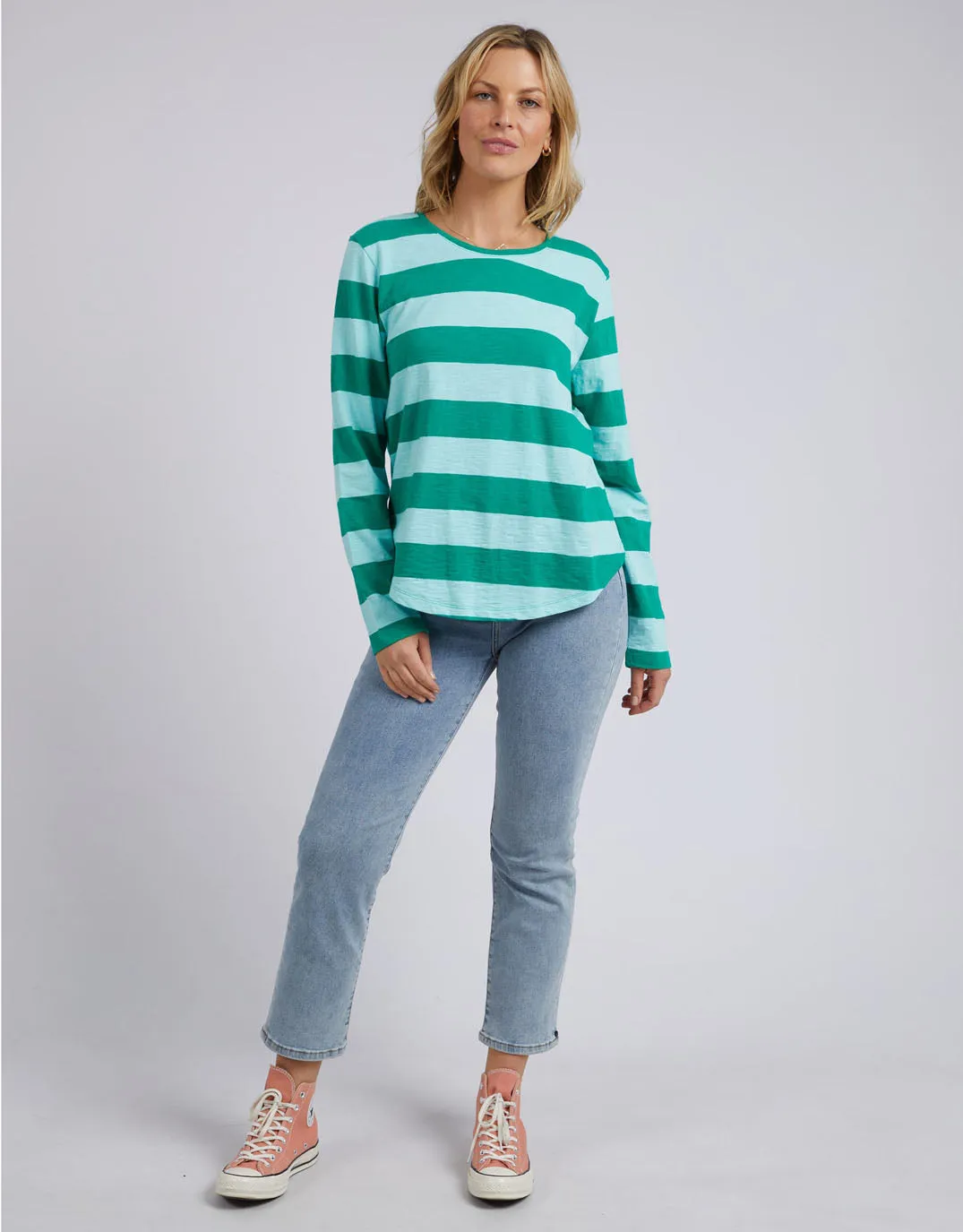 Spritz Stripe Long Sleeve Tee - Goodness Green Stripe sold by White & Co product image thumbnail 3
