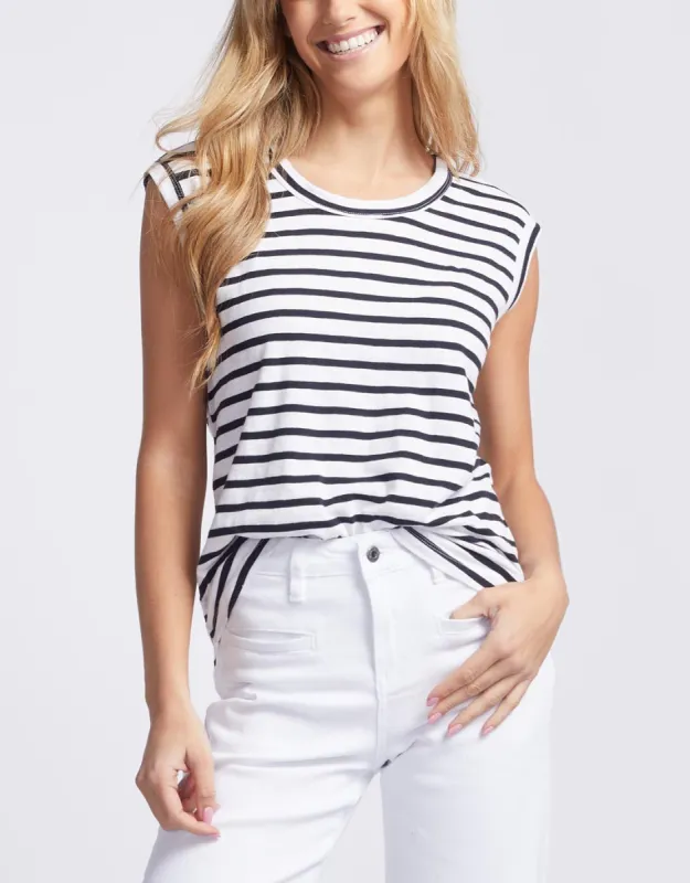 Cali Tank Top - Black/White Stripe sold by White & Co