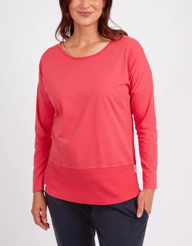 Fundamental Long Sleeve Rib Tee - Coral Spritz sold by White & Co