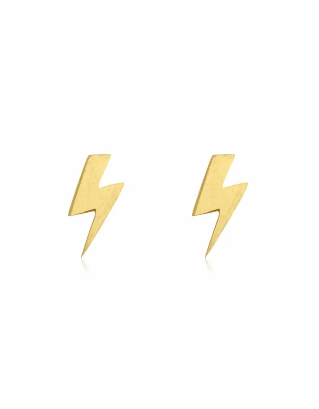 Lightning Bolt Stud Earring - Gold sold by White & Co