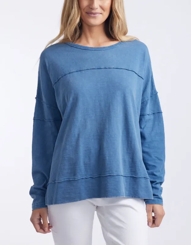 Vintage Jayne Throw On Top - Washed Denim sold by White & Co