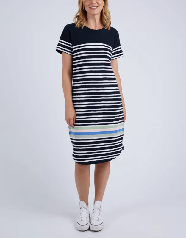 Aligner Tee Dress - Navy/White Stripe sold by White & Co