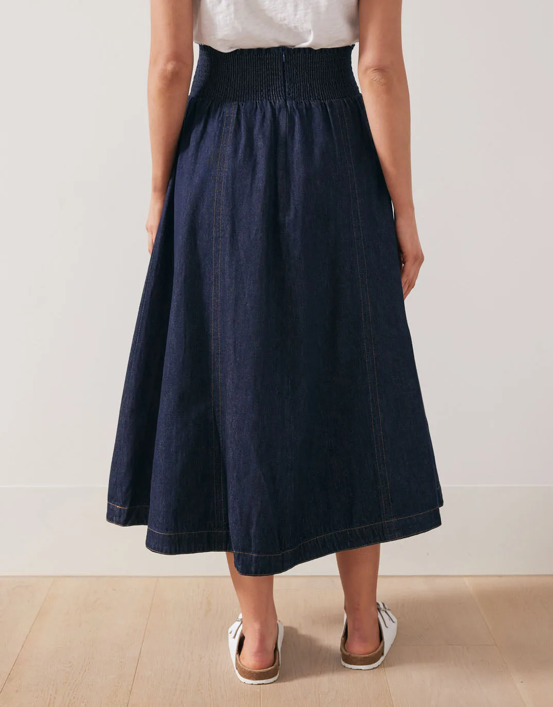 Dakota Denim Midi Skirt - Dark Denim sold by White & Co product image thumbnail 3