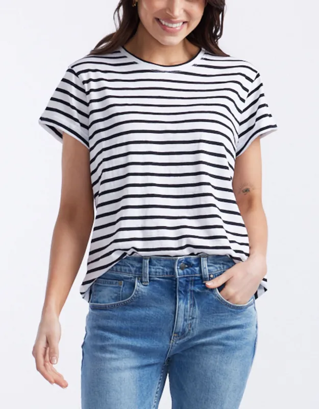 Turn Back T-Shirt - White/Black Stripe sold by White & Co