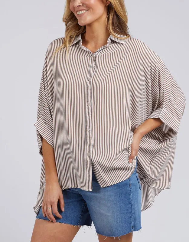 Luna Shirt - Mocha Stripe sold by White & Co