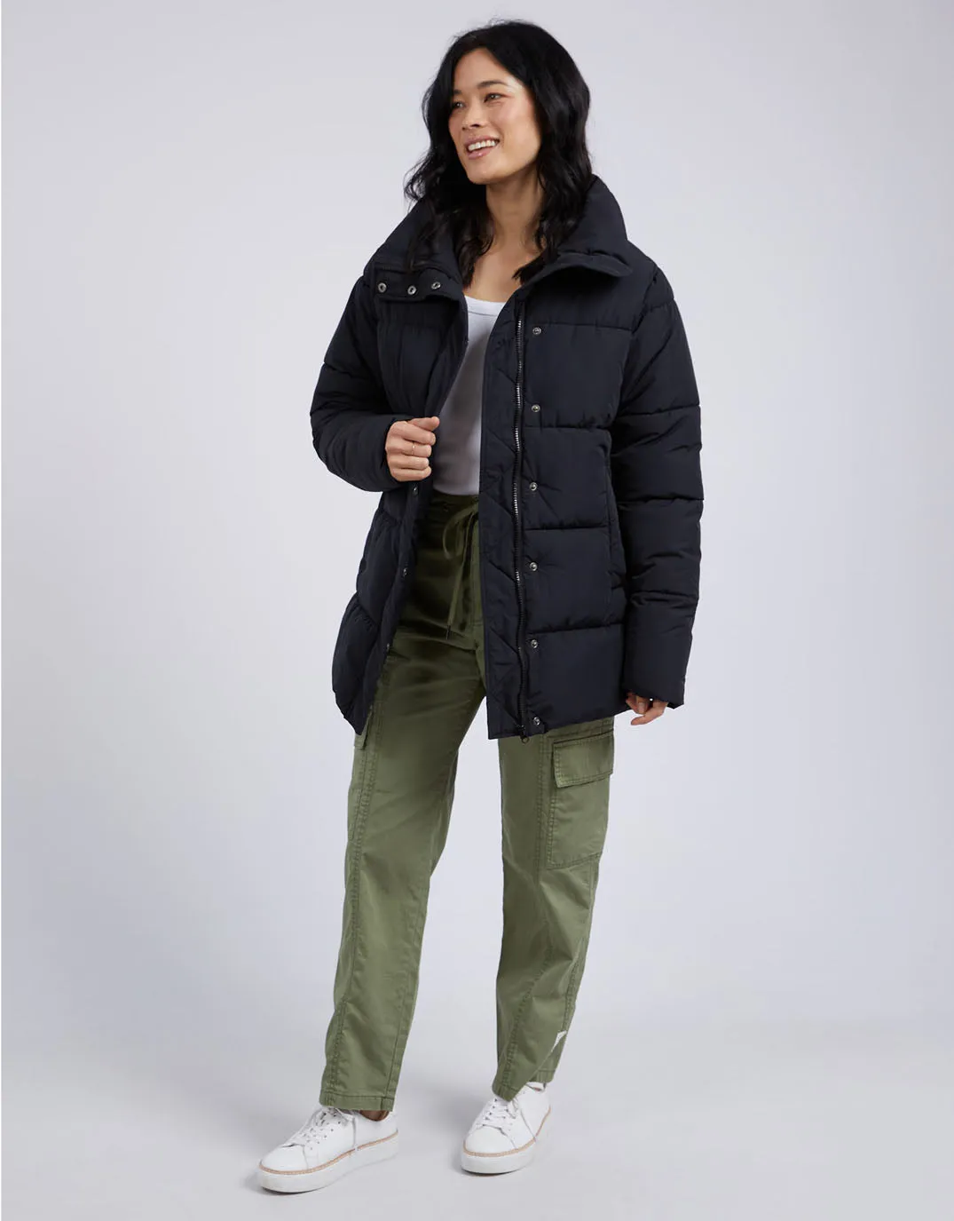Longline Puffer Jacket - Black sold by White & Co product image thumbnail 2