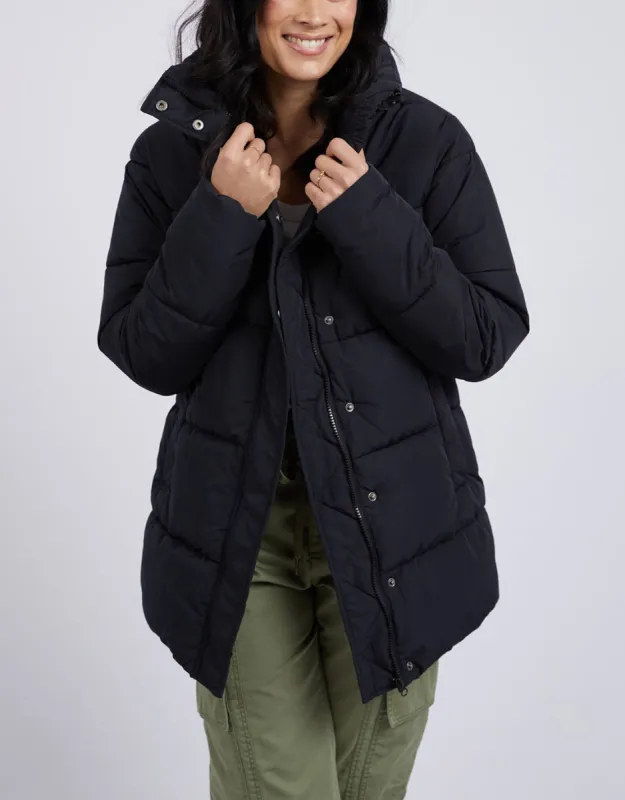 Longline Puffer Jacket - Black sold by White & Co