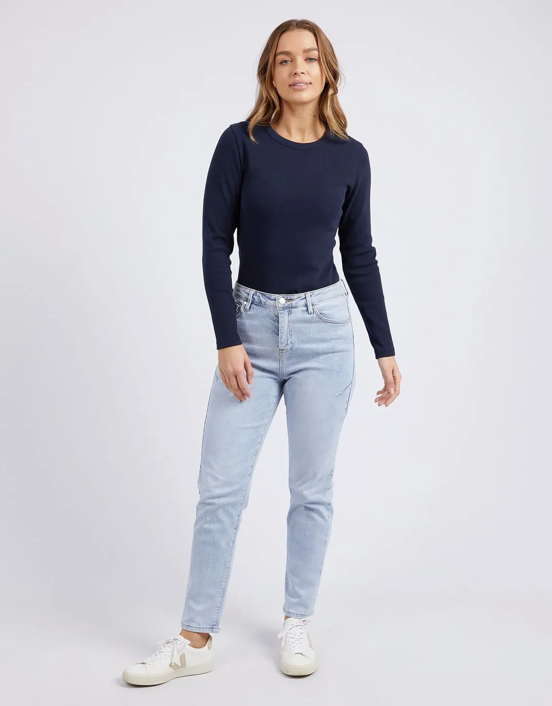Scoop Long Sleeve Rib Tee - Dark Sapphire sold by White & Co product image thumbnail 2